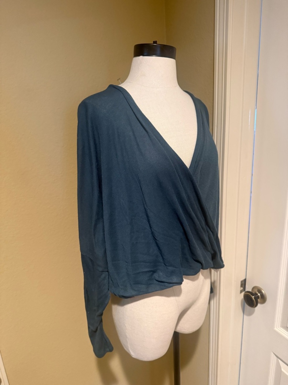 FAVLUX Teal Wrap-Front Dolman Sleeve Top